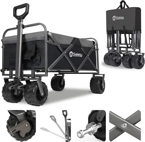 Heavy Duty Foldable Wagon with 330lbs Weight Capacity, Collapsible Folding Ut...