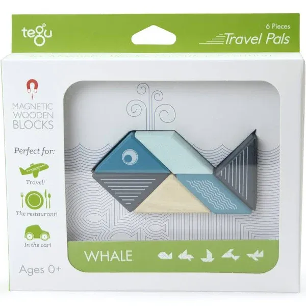 Travel Pals - Whale <br>magnetic Wooden Blocks <br>6 Pieces