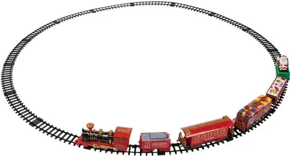 22 Piece Red Battery Operated Lighted & Animated Christmas Train Set with Music & Sound