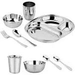 Ahimsa Dine & Develop Mealtime Set - 9 Pieces - Classic Stainless