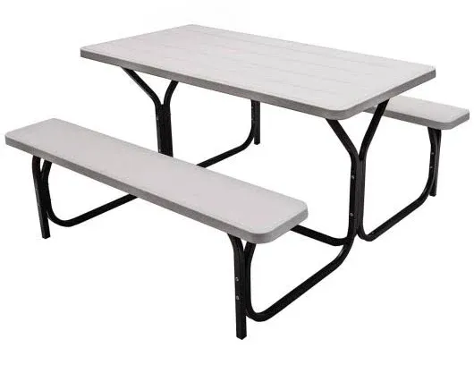 Costway Picnic Table Bench Set Outdoor Backyard Patio Garden Party Dining All Weather - White