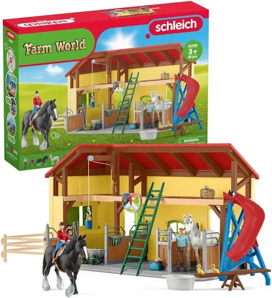 Schleich Farm World, 30-Piece Playset, Farm Toys and Farm Animals for Kids Ages 3-8, Horse Stable 10.5 x 49 x 34.5 cm