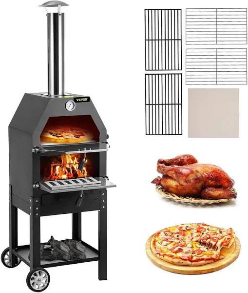 VEVOR Outdoor Pizza Oven 12" Wood Fire Oven 2-Layer Pizza Oven Wood Fired