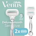 Venus Deluxe Smooth Sensitive Women's Razor Handle + 2 Blade Refills