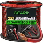 GearIT Pro Series 12 Gauge (2 x 4mm) Speaker Wire Cable (30.4 Meters / 100 Feet/Black Red) CCA HiFi Audio Speaker Cable Great Use for Car Audio and H