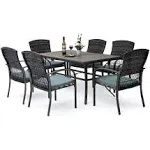 Pamapic Patio Dining 7 Piece Outdoor Wicker Furniture Set