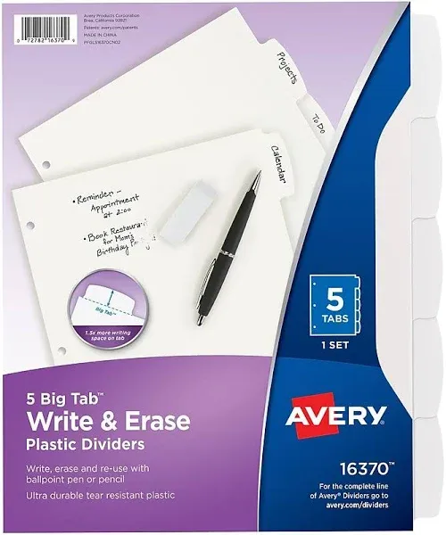 Avery Big Tab Write & Erase Dividers