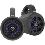 Pyle 4" Bluetooth Marine Wakeboard LED Tower Speakers PLMRLEWB47BB