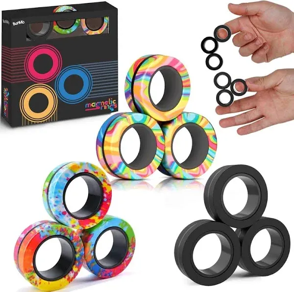 BUNMO Stocking Stuffers for Teens - Magnetic Rings - Fidget Toys Adults - Magnetic Fidget Rings - Stocking Stuffers for Adults - Addictive Fidget Toy for Boys & Girls - Great Teen Gift - Various