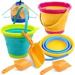 JOYIN 3 Packs Foldable Pail Bucket with Shovels (Bonus Mesh Bag)