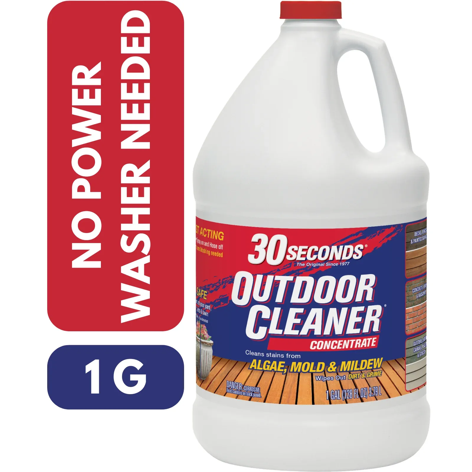 30 SECONDS Outdoor Cleaner For Algae, Mold and Mildew, 1 Gallon Concentrate