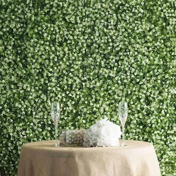 11 Sq ft White Tip Green Boxwood Hedge Garden Wall Backdrop Mat