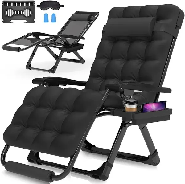 Suteck Oversized Zero Gravity Chair,33In XXL Lounge Chair w/Removable Cushion...