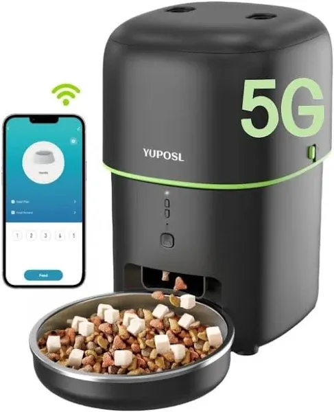 Yuposl 5G WiFi Automatic Cat Feeders Easy to Use - 2L/4L Cat Food Dispenser, ...