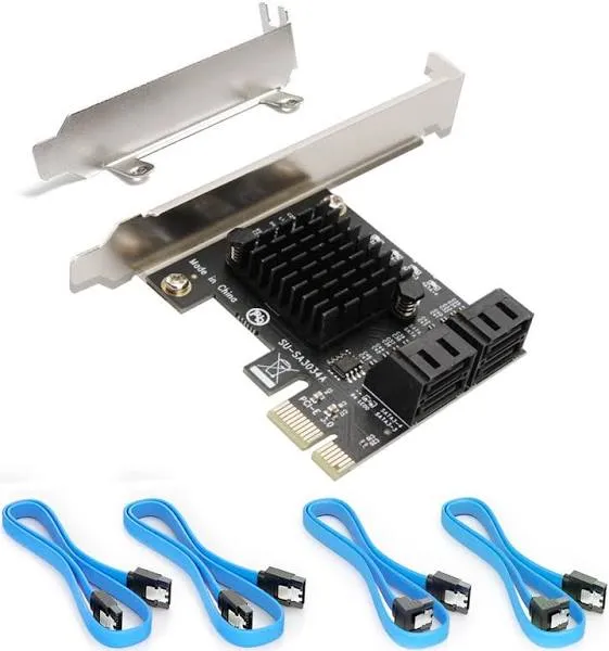 Ziyituod SATA Card PCIe 3.0 4 Port with 4 SATA Cable SATA Controller Expansion Card with Low Profile Bracket