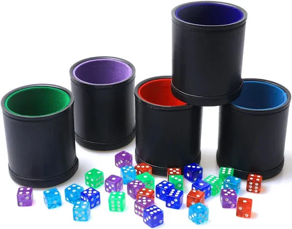 Toptan 5 Pack Black Leather Dice Cups