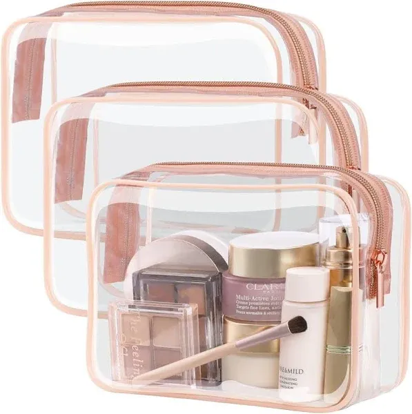 TSA Approved Toiletry Bag - Clear Makeup Y- Bright White 3 Pack 