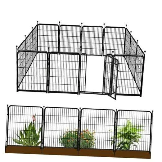 36 in(H) Garden Fence, Wide Gate Low 36in(H)×22.5ft<wbr/>(L) 9 panels + 1 gate