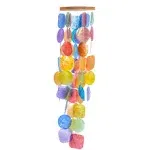 Rainbow Wind Chimes for Outside - Colorful Sea Glass Capiz Shells Wind Chimes...