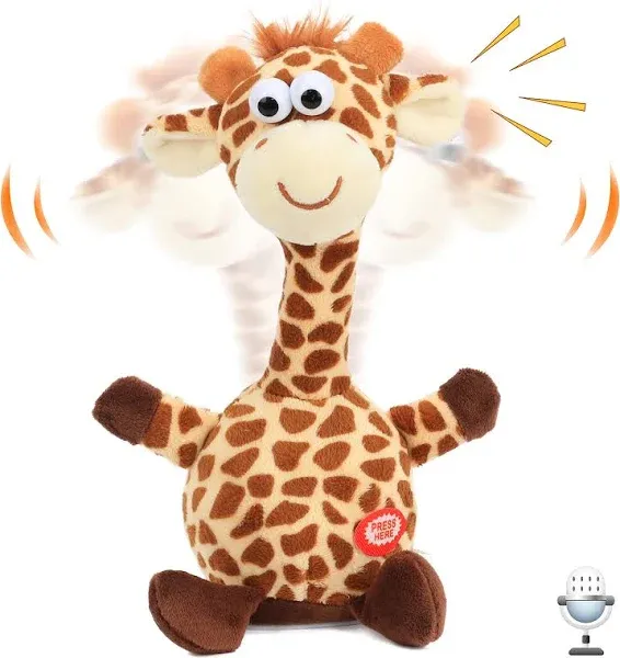 Hopearl Talking Giraffe Repeats What You Say Shaking Head Electric Interactive Animated Toy Speaking Plush Buddy Birthday Gifts for Toddlers