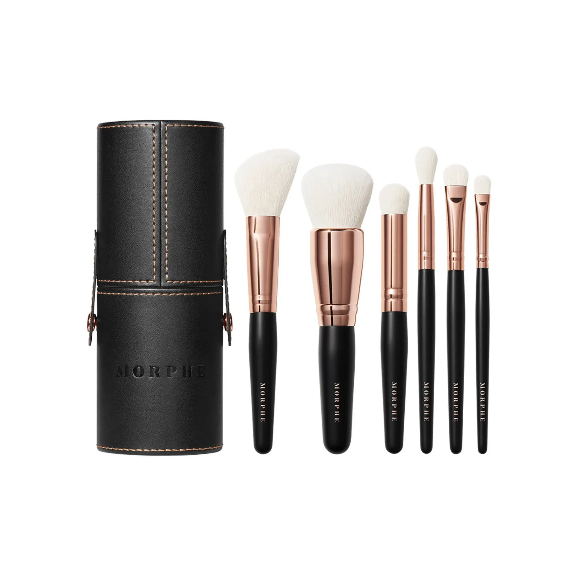 Morphe Rose Away Makeup Brush Set With Storage Tub 6 Pcs Face Eye Travel Brushes