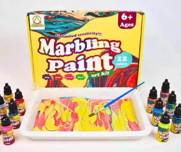 Dan&Darci Marbling Paint Art Kit for Kids Arts and Crafts for Girls & Boys Ages 6-12