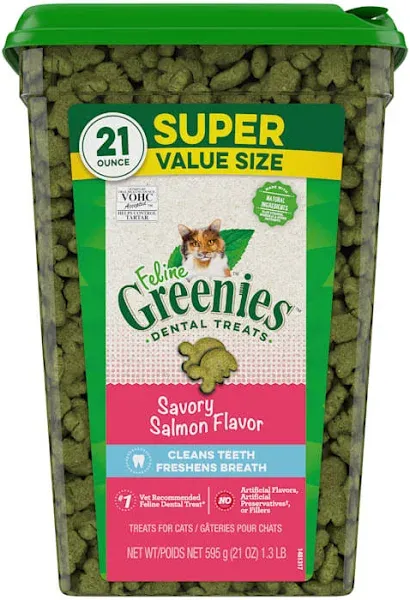 Greenies Dental Cat Treats, Savory Salmon Flavor, 9.75 oz. Tub