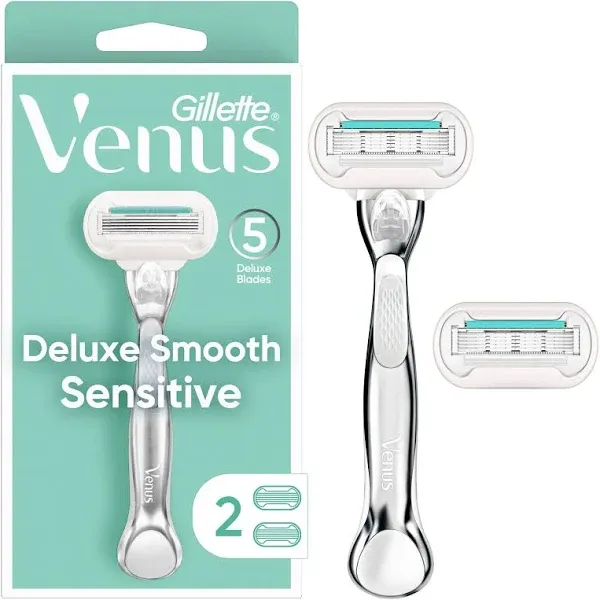 Gillette Venus Deluxe Smooth Sensitive Women's Razor Handle + 2 Blade Refills