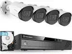 Amcrest 5MP Security System 8CH PoE NVR 4X 5MP Bullet PoE Cameras 2TB