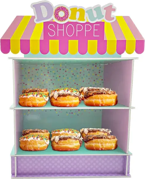 4E's Novelty Donut Stand for Donut Birthday Party Supplies & Decorations, Cupcake Stand Dessert Table Centerpiece