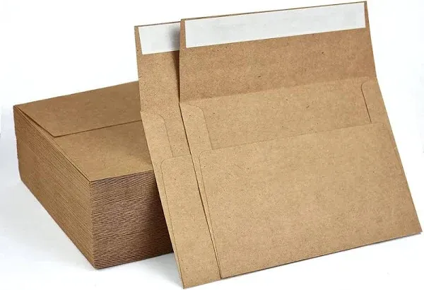 100 Pack A7 Brown Kraft Paper Invitation Envelopes