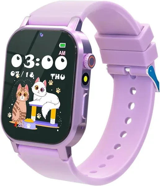 Kids Smart Watches Girls 4-12 Gift, 32 Puzzle Games, 1.69&#034; HD Touch Purple