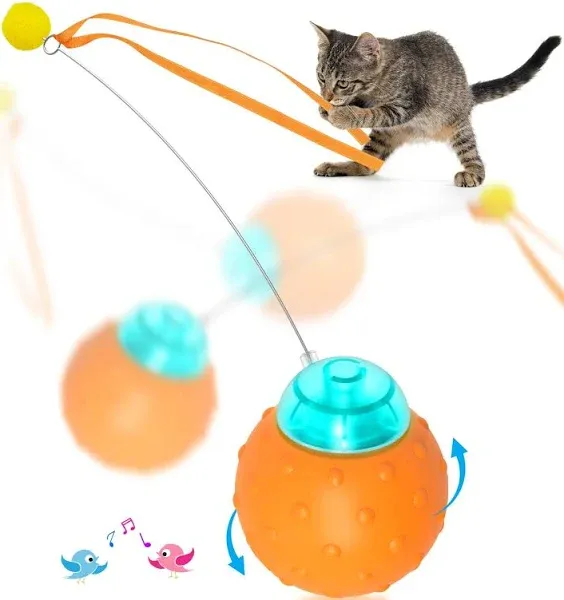 Interactive Cat Toy Ball, Touch Activated Cat Toys for Indoor Cats with Chirp...