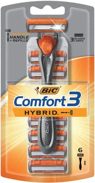 BIC Men's Hybrid 3 Comfort Disposable Razor