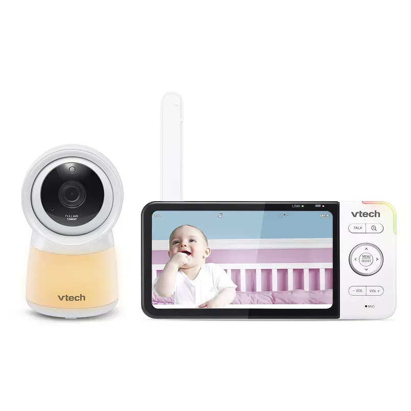 VTech Smart Wi-Fi Video Baby Monitor with 5" HD Display and Built-in Night Light, White