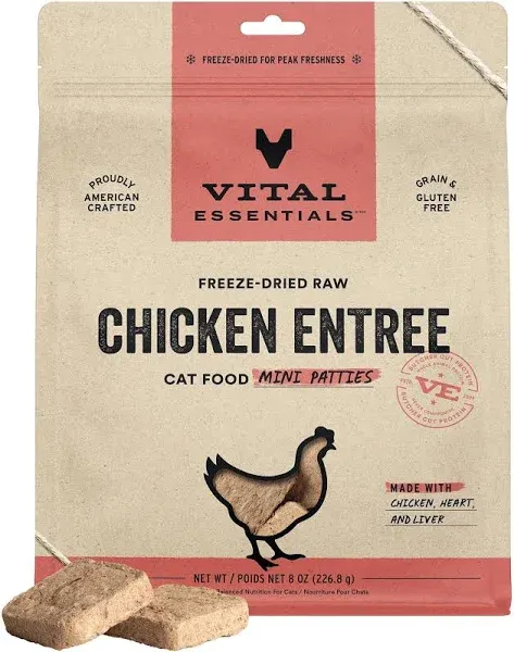 Vital Essentials Cat Food Freeze Dried Chicken Mini Patties