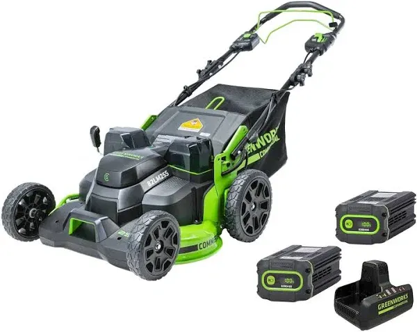 Greenworks 82V 25” Brushless (Self-Propelled) Prosumer Cordless Lawn Mower, (2) 4.0Ah Batteries and 8A Dual Port Rapid Charger