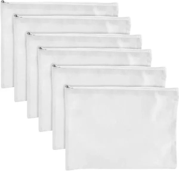 Bright Creations 6 Pack Blank Canvas Travel Makeup Bag with Zipper