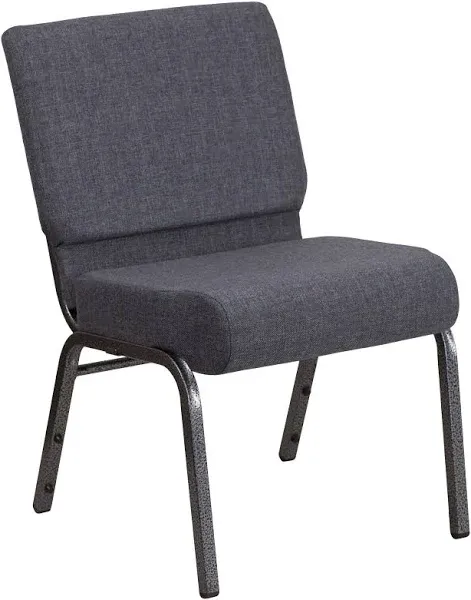 Flash Furniture Hercules Series 21 in. Church Chair in Dark Gray Fabric - Silver Vein Frame