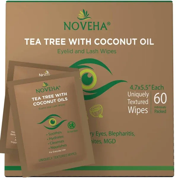 Tea Tree &amp; Coconut Oil Eyelid &amp; Lash Wipes | for Demodex, Blepharitis &amp; Itchy Ey