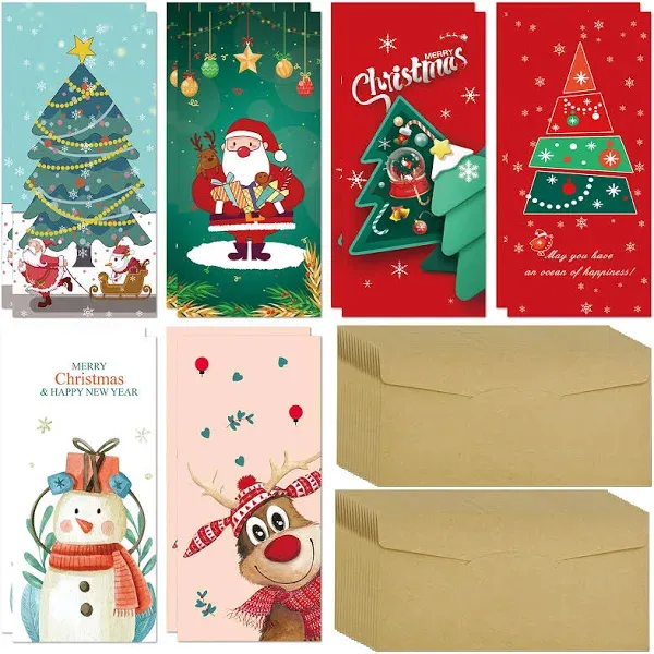 Fibevon Christmas Money Holder for Cash Gifts with Envelopes - 30 Pack of Christmas Gift Card Holder Money Envelopes for Cash Christmas Decoration for Xmas, Holiday, and New Year