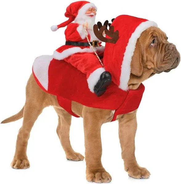 Thsinde - Santa Dog Costume Christmas Pet Costume Santa Claus Riding Pet Cosplay Costume Party Dress Up Dog Cat Set Small Medium Large Dog Cat