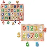 Melissa &amp; Doug Wooden Lift &amp; See Peg Puzzle Early Learning 2-Pack New Toy Gift