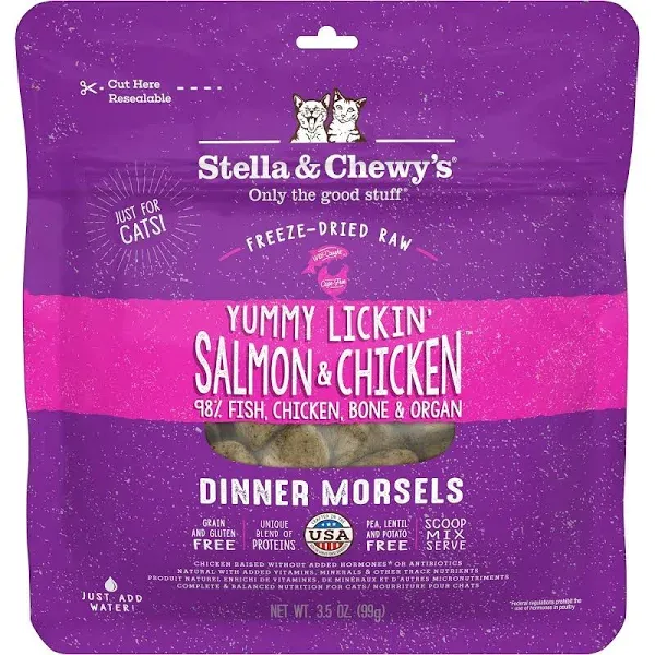 Stella & Chewy's Dinner Yummy Lickin' Salmon Chicken Freeze-Dried Cat Food