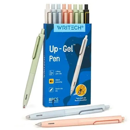 Writech Gel Pens Fine Point 0.5mm No Smudge Black Ink Pen Click Journaling Sketching Drawing Notetaking