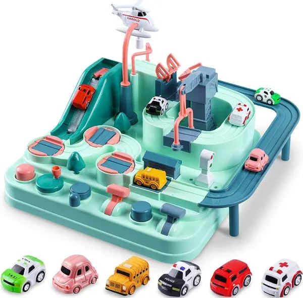 Htaiguo Race Tracks Car Adventure Toys Gifts for Age 2 3 4 5 6 Year Old Boys Girls Puzzle