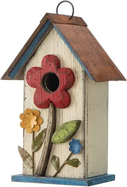 Glitzhome GH90098 Distressed Decorative Solid Wood Birdhouse