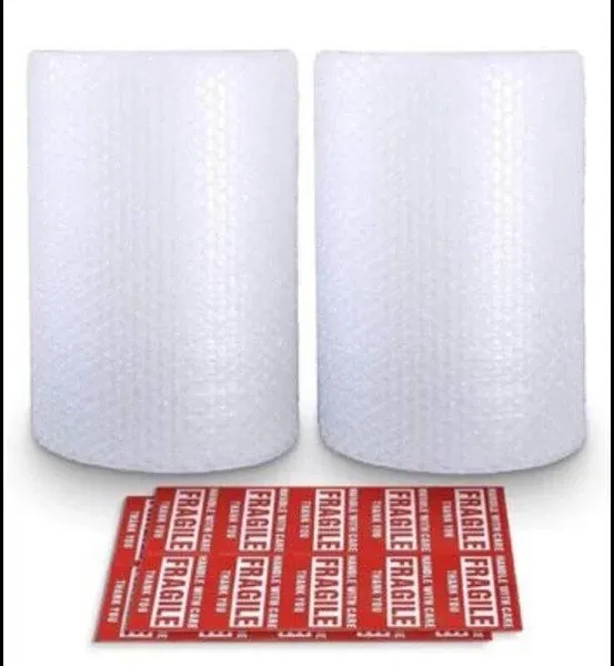 2-Pack Bubble Cushioning Nylon Wrap Rolls, 3/16&#034; X 12&#034; X 72&#039; Ft Total, Perforate