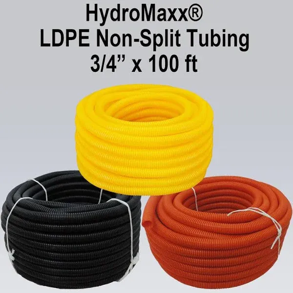 3/4&#034; x 100 ft Non-Split LDPE Wire Loom Tubing - Black, Orange or Yellow