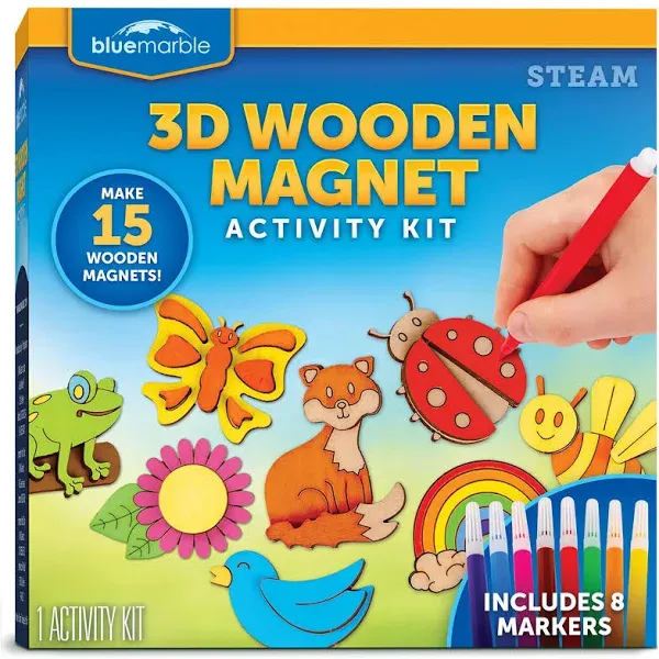 Wooden Magnet Craft Kit - Create &amp; Paint 15 Nature-Themed Magnets with 8 